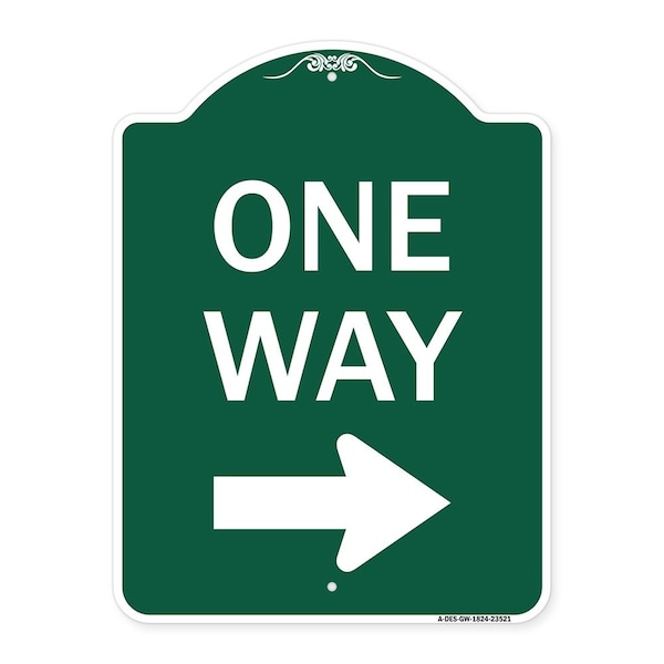 Signmission Designer Series One Way Right Arrow, Green & White Aluminum Sign, 18" x 24", GW-1824-23521 A-DES-GW-1824-23521 - main